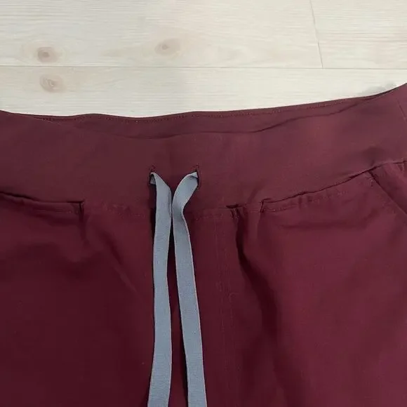 Figs Women's Drawstring Waist Zamora Jogger Scrub Pant Size Large Burgundy - Picture 4 of 14